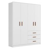 Guarda Roupa Infantil 176cm Com 4 Portas Nelly Branco Z49 - Mpozenato