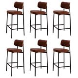 Banqueta Alta Bar Estofada Kit 6 Ella M25 Sintético Marrom - Mpozenato