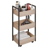 Carrinho Auxiliar Para Salão De Beleza Industrial Liss Z34 Freijó/preto - Mpozenato