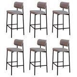 Banqueta Alta Bar Estofada Kit 6 Ella M25 Linho Cinza Cl - Mpozenato