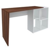 Mesa Escrivaninha 2 Em 1 Com Nichos Arbo A06 Ipê/branco - Mpozenato