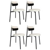 Cadeira De Jantar Estofada Kit 4 Nyka M25 Linho Palha/preto - Mpozenato