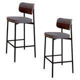 Banqueta Alta Bar Estofada Kit 2 Ella M25 Linho Cinza/marrom - Mpozenato