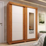 Guarda-roupa Casal 160cm 2 Portas De Correr Com Espelho Flex Color 100% Mdf Boldina Espresso Móveis Cinamomo/off White