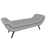 Puff Recamier Calçadeira 140cm Pés Palito Madeira Vêneto Z37 Veludo Cinza - Mpozenato