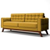 Sofá 180 Cm 3 Lugares Sandero C-279 Veludo Amarelo - Domi