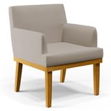 Poltrona Decorativa Sala De Estar E Recepção Vitória W01 Linho Bege - Mpozenato
