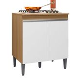 Balcão Para Cooktop De 4 E 5 Bocas Com Tampo Andréia Amêndoa/branco