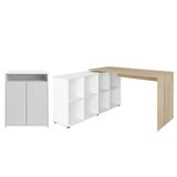 Mesa Escrivaninha Em L Eron E Balcão 60cm 2 Portas Look A06 Carvalho/branco - Mpozenato
