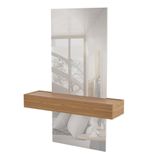 Espelho Decorativo Com Bancada Suspensa Faces D01 Freijó/off White - Mpozenato