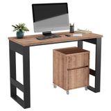 Mesa Escrivaninha Estilo Industrial Com Armário Baixo Chess F04 Preto/solanum - Mpozenato