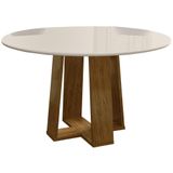 Mesa De Jantar Redonda 6 Lugares 135cm Ella N02 Ypê/off White - Mpozenato