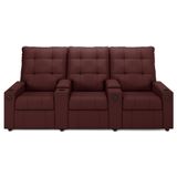 Poltrona De Cinema Reclinável 3 Lugares Baú Usb Mallie Fh9 Veludo Vinho - Mpozenato