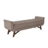 Puff Recamier Calçadeira 140cm Base Madeira Neville Z37 Veludo Bege - Mpozenato