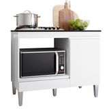 Balcão Cooktop Carla Com Tampo Para 4 Ou 5 Bocas Nicho Para Micro-ondas 1 Porta 1 Gaveta Branco