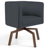 Poltrona Decorativa Giratória Base Ka Madeira Betina C-317 Veludo Cinza - Domi