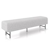 Puff Recamier Decorativo Pés Em Ferro 140cm Dublin Z37 Linho Cinza Claro - Mpozenato