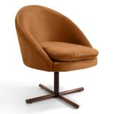 Poltrona Decorativa Base Xis Madeira Rafa C-262 Veludo Telha - Domi