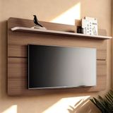 Painel Tv 70 Pol 180cm Suspenso Curv Castanho/off White - Hb Móveis