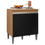 Balcão Para Cooktop De 4 E 5 Bocas Com Tampo Andréia Amêndoa/preto