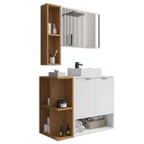 Gabinete De Banheiro Com Cuba E Espelheira Lizzi B02 Branco/naturalle - Mpozenato