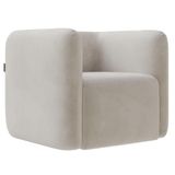 Poltrona Para Sala De Estar Decorativa Quadrada Maggie Z08 Veludo Bege - Mpozenato