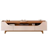 Rack Para Sala Bancada De Tv 75 Pol 219cm Pés Madeira Giulia D04 Off White/freijó - Mpozenato
