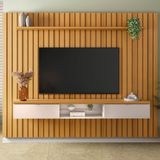 Painel Tv 75 Pol You 2.7 Com Bancada Illusion Cinamomo/off - Hb Móveis