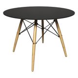 Mesa De Jantar 4 Lugares Redonda 120cm Tampo Mdf Pés Eiffel Paris R02 Preto - Mpozenato