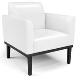 Poltrona Decorativa Base Madeira Preto Maressa Sintético Pu Branco - Ibiza