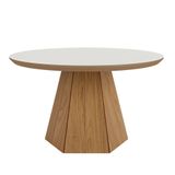 Mesa De Centro Base Hexagonal West D01 Off White/freijó - Mpozenato