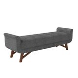 Puff Recamier Calçadeira 140cm Base Madeira Neville Z37 Linho Cinza- Mpozenato