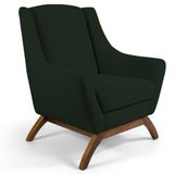 Poltrona Decorativa Base Manu Madeira Juliet Veludo C-303 Verde Musgo - Domi