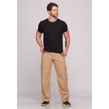 Calça Masculina Cargo Em Sarja 7888 Bege Escuro