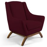Poltrona Decorativa Base Manu Madeira Juliet Veludo C-278 Marsala - Domi