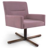 Poltrona Decorativa Giratória Base Xis Madeira Angel Veludo C-305 Rosa - Domi