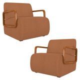Poltrona Decorativa Orgânica Para Sala Kit 2 Belarus Z08 Boucle Terracota - Mpozenato