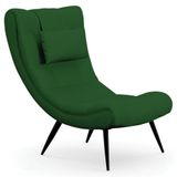 Poltrona Decorativa Para Sala De Estar Com Almofada E Pés Palito Lord Veludo Luxo Verde - Ibiza