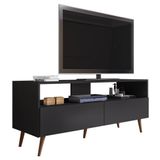 Rack Para Sala Bancada De Tv 55 Pol 136cm Pés Retrô Senna Z34 Preto - Mpozenato