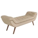 Puff Recamier Calçadeira 140cm Pés Palito Madeira Venêto Z37 Boucle Bege - Mpozenato