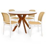 Conjunto Mesa De Jantar Redonda Marci Premium 120cm Branca Com 4 Cadeiras Roma - Branco