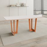 Mesa De 6 Lugares Retangular De Madeira Maciça Grécia Espresso Móveis Champagnhe/off White