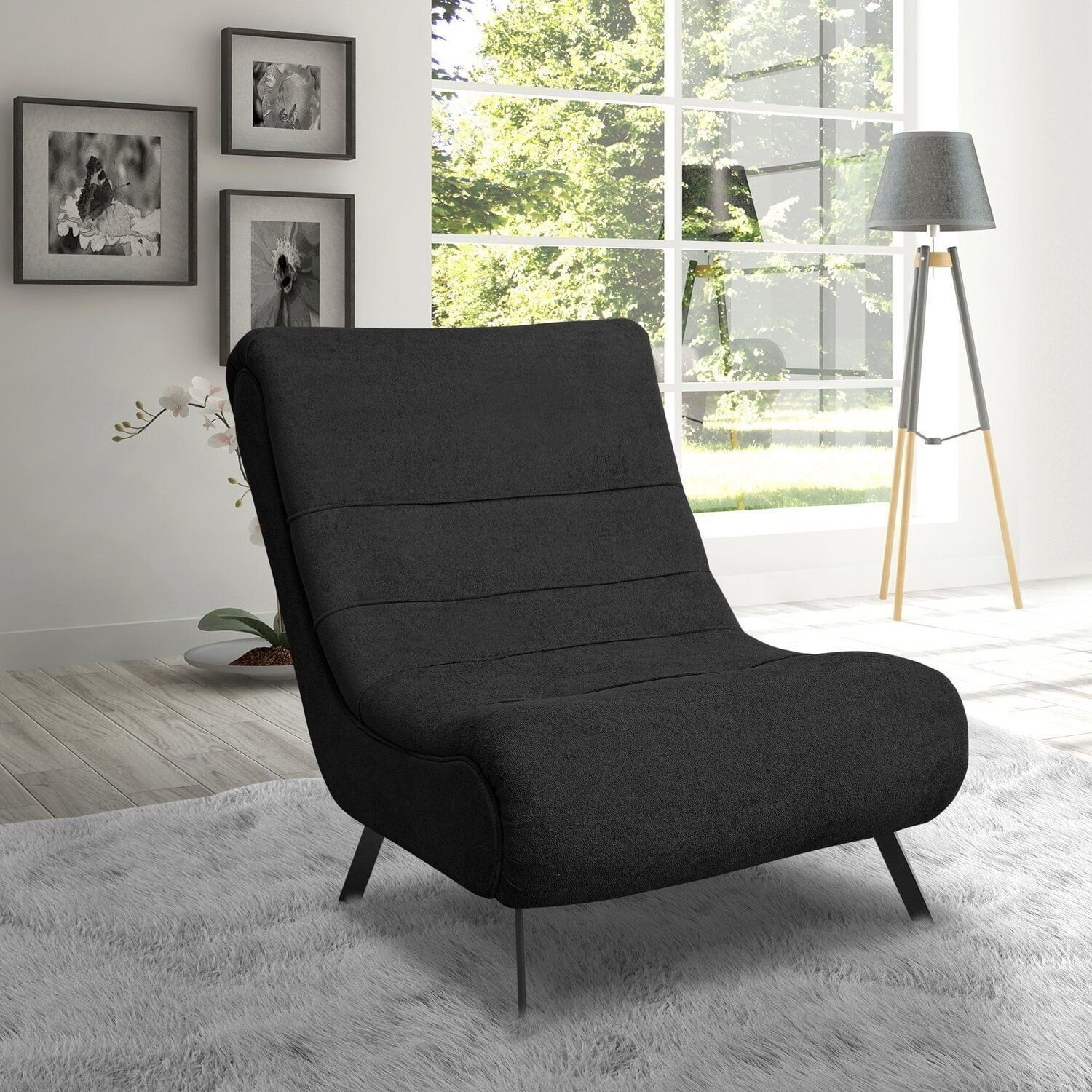 Poltrona Para Sala De Estar Boucle Vancouver Preto