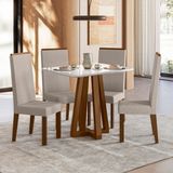 Conjunto Sala De Jantar 4 Cadeiras Livia Âmbar/off White