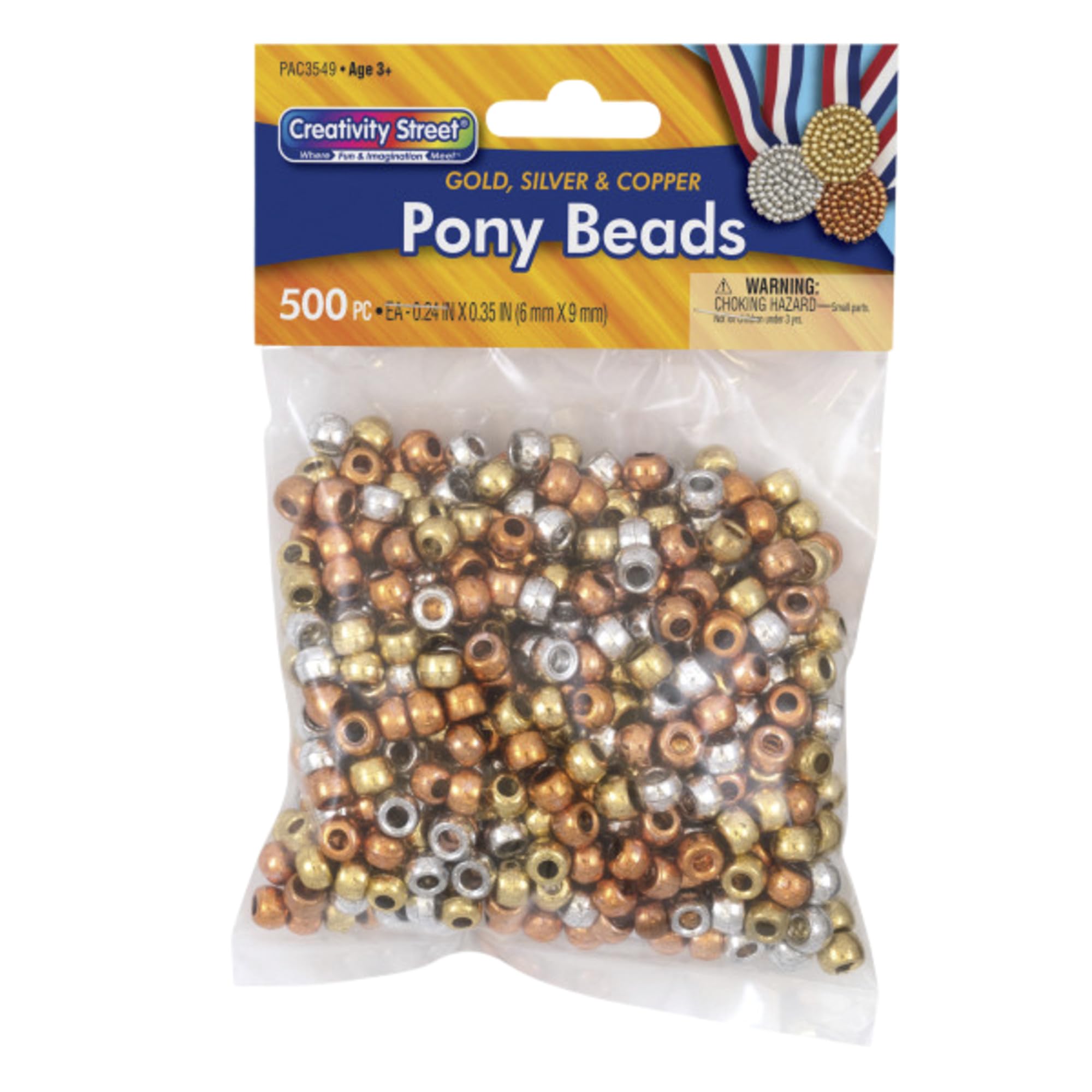Beads Creativity Street Metallic Pony 6 Mm X 9 Mm Sortido 500