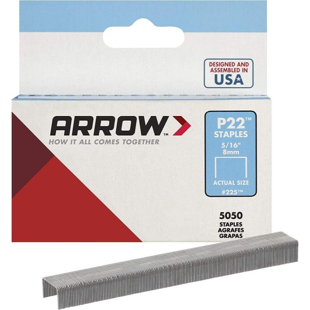 Coroa Plana Staples Arrow Fastener P22 Série 225 5/16 Polegadas