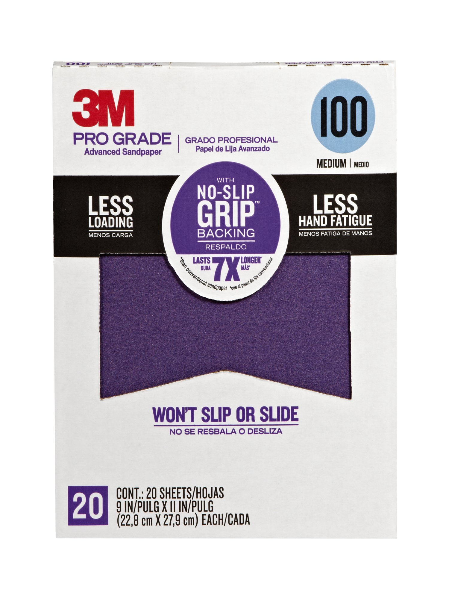 Lixa 3m Advanced 100 Grit 20 Folhas Para Madeira, Drywall