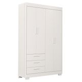 Guarda Roupa Infantil Zaki 4 Portas E 3 Gavetas Branco Fosco - Reller Móveis Branco Fosco