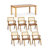 Conjunto Mesa Madeira Maciça Piazza Com 3 Kits Cadeira Madeira Maciça Paglia Amêndoa / Mel