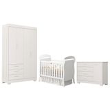 Dormitório Infantil Zaki Guarda Roupa, Cômoda E Berço Mini Cama Danny Branco Fosco - Reller Móveis Branco Fosco